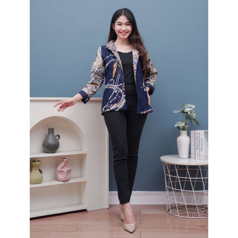 FREE ONGKIR BLAZER BATIK KEKINIAN BLAZER KANTOR MODERN BLAZER WANITA MASAKINI