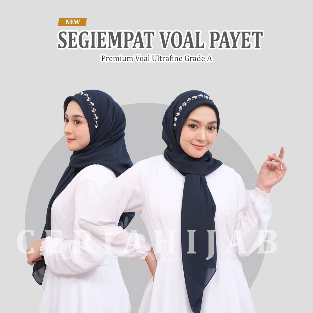 Jilbab Segiempat Voal Payet Motif Daun/Hijab Voal Pemium/ Voal Lasercut/Segiempat Voal Paris Premium