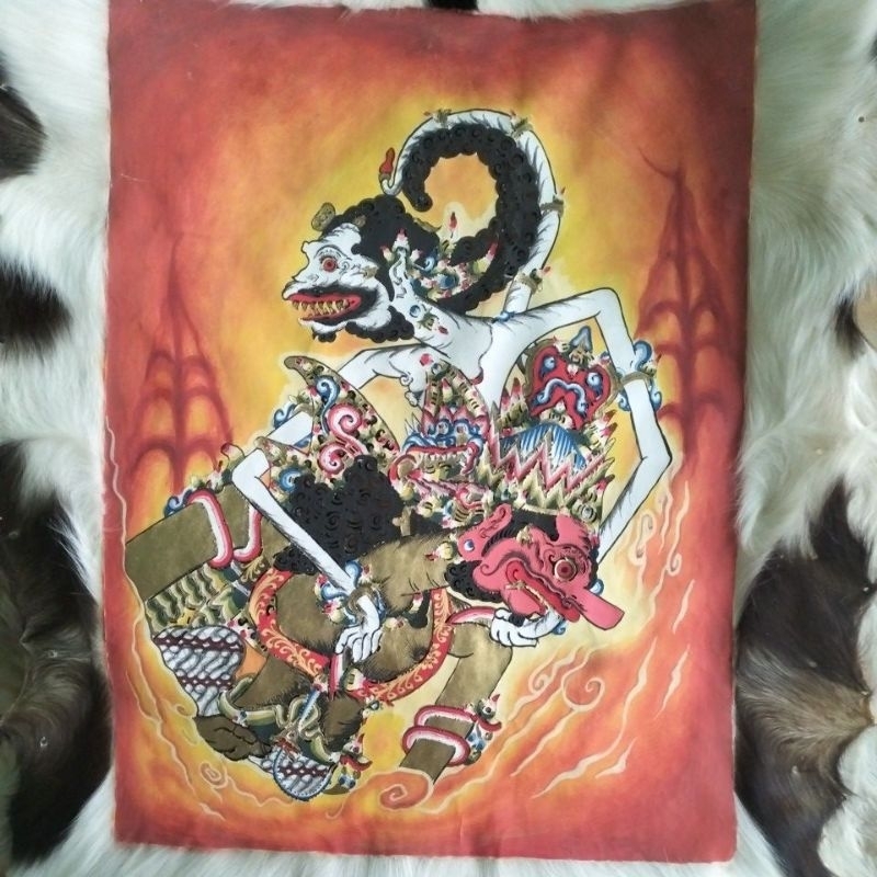 lukisan Anoman vs rahwono Rojo alengko 60x80 cm