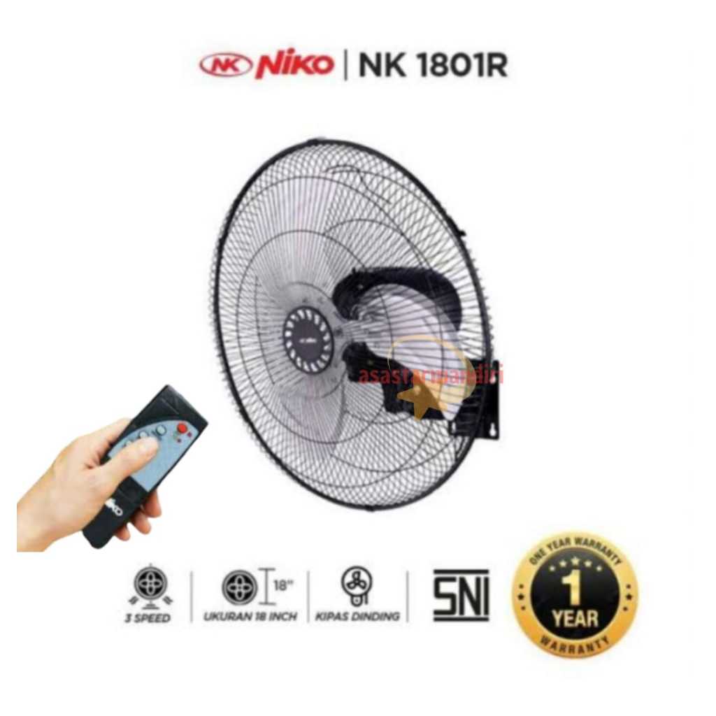 Kipas Angin Dinding Niko Remote 18" NK 1801R Wall Fan Industrial/Kipas Angin Dinding Besi Remote 18 