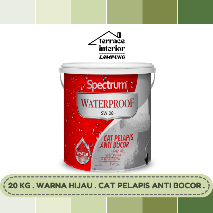 Cat Pelapis Anti Bocor Spectrum Waterproof Warna Hijau 20  KG