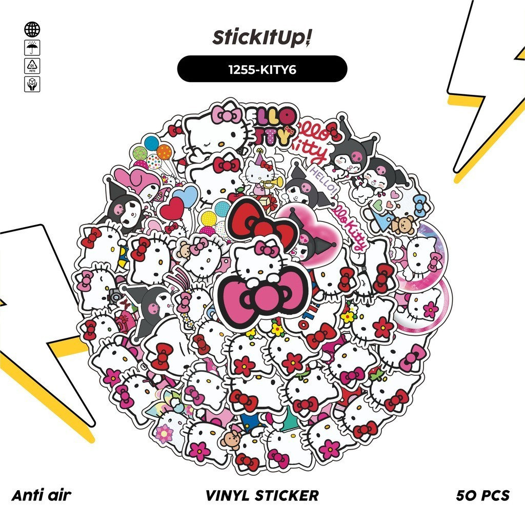 

COD✨ 100 Pcs Stiker Hello Kitty v9 Lucu Aesthetic Vynil Waterproof untuk Freebies Sticker Buku Journal Casing HP Laptop
