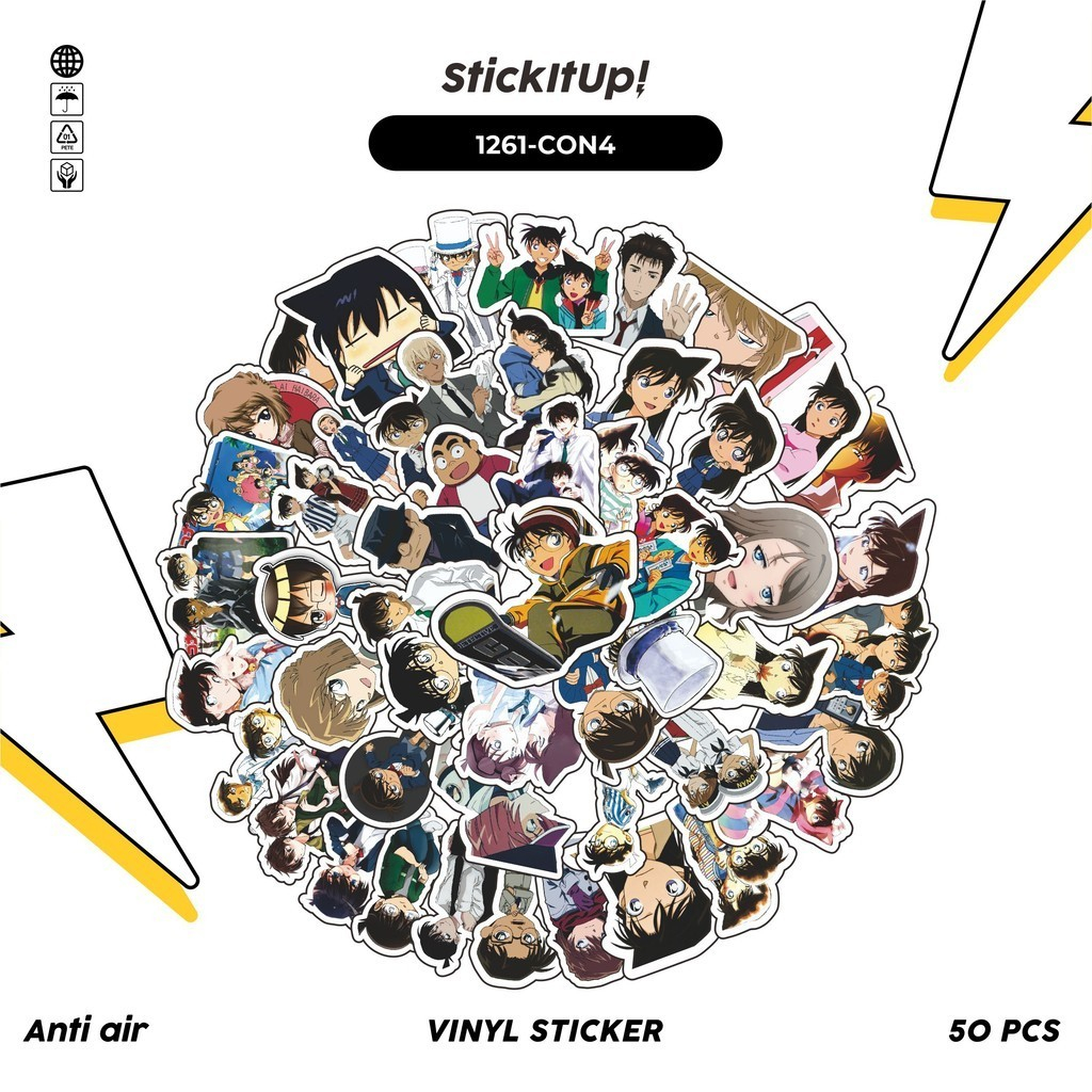 COD✨ 100 Pcs Stiker Detective Conan v4 Lucu Aesthetic Vynil Waterproof untuk Freebies Sticker Buku J