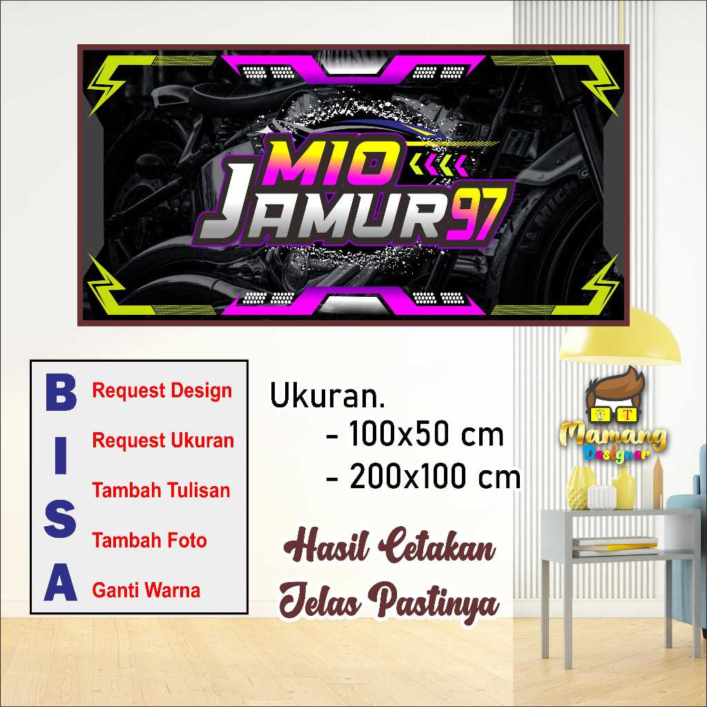 Spanduk Banner Custom Nama Bengkel Model Racing bb
