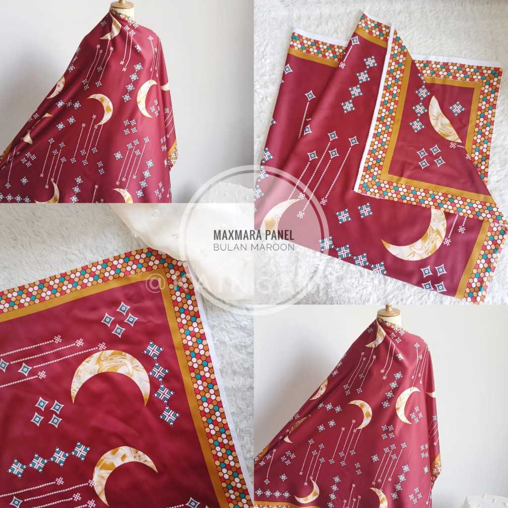 Kain Maxmara Panel Bulan Maroon (Size 1.15M x 1.15M)