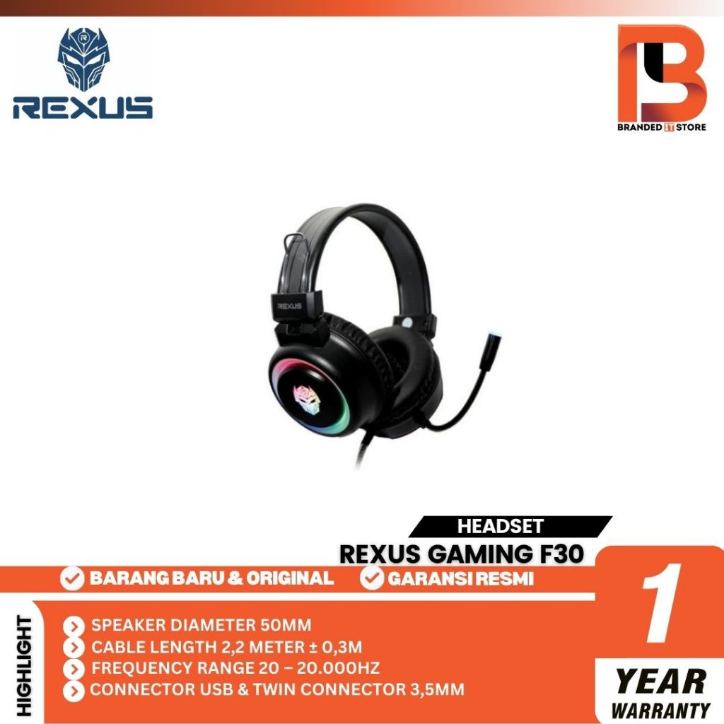 Rexus Headset Gaming Vonix F-30 F30 - BL List Putih