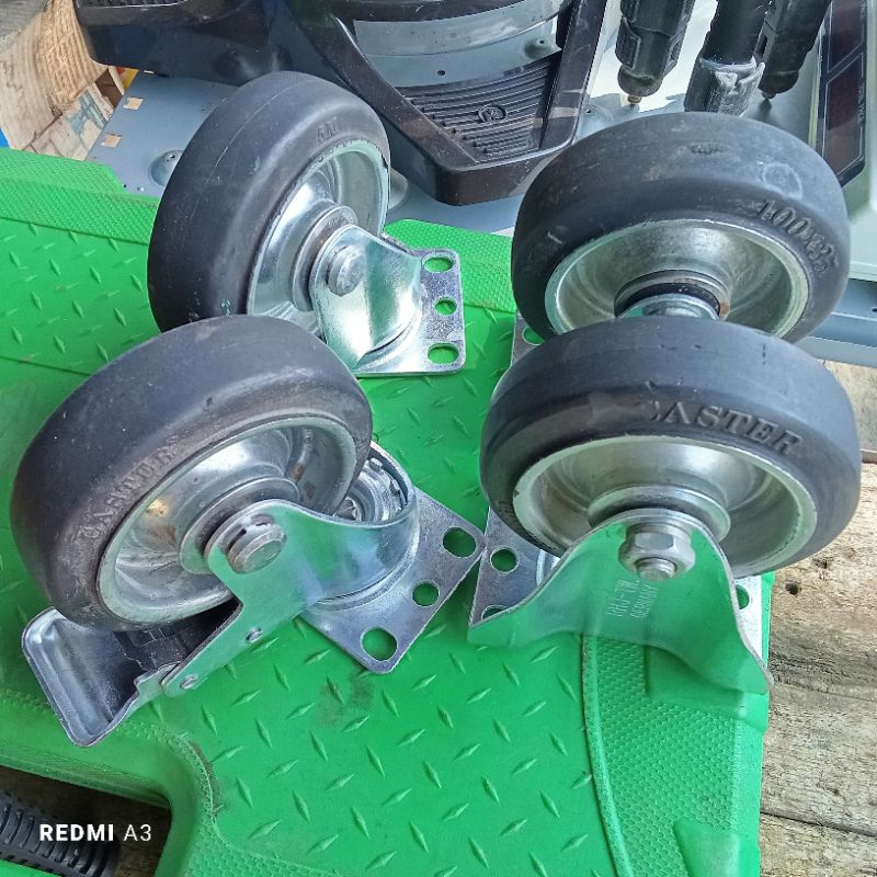 1 set roda troli 4 inch karet hitam 4 inch caster rhj-tw germany high quality