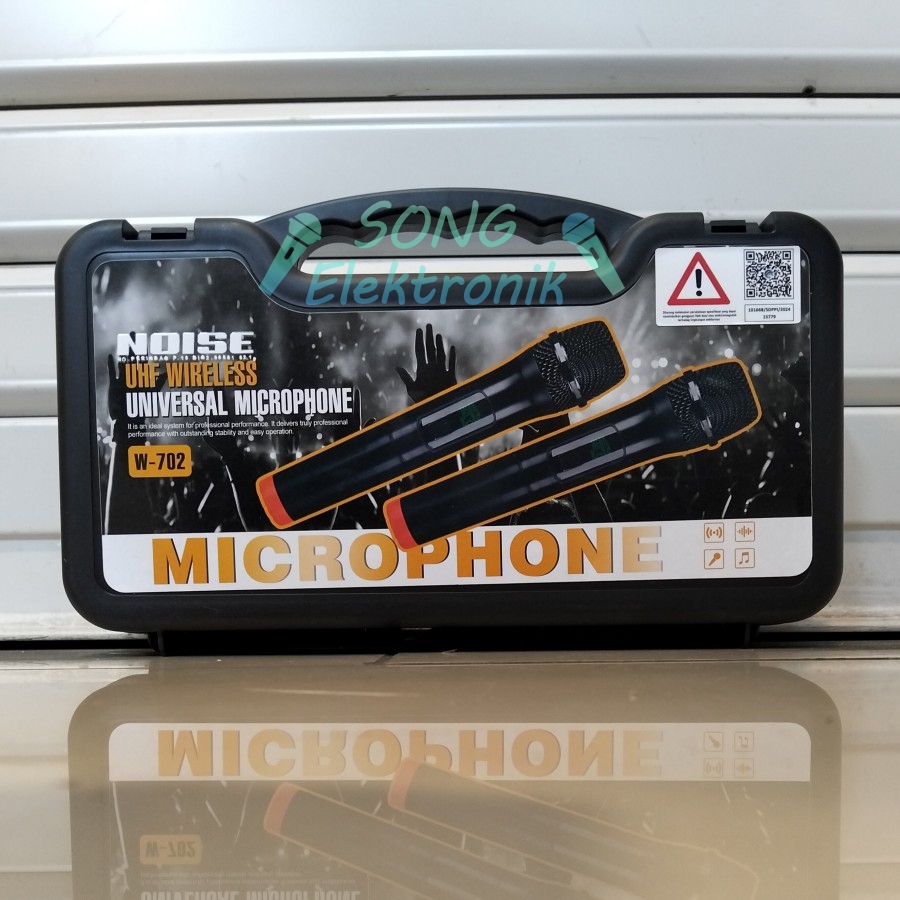 Mic Wireless Noise W-702 / W702 DUAL HANDLE MINI RECEIVER + FREE KOPER