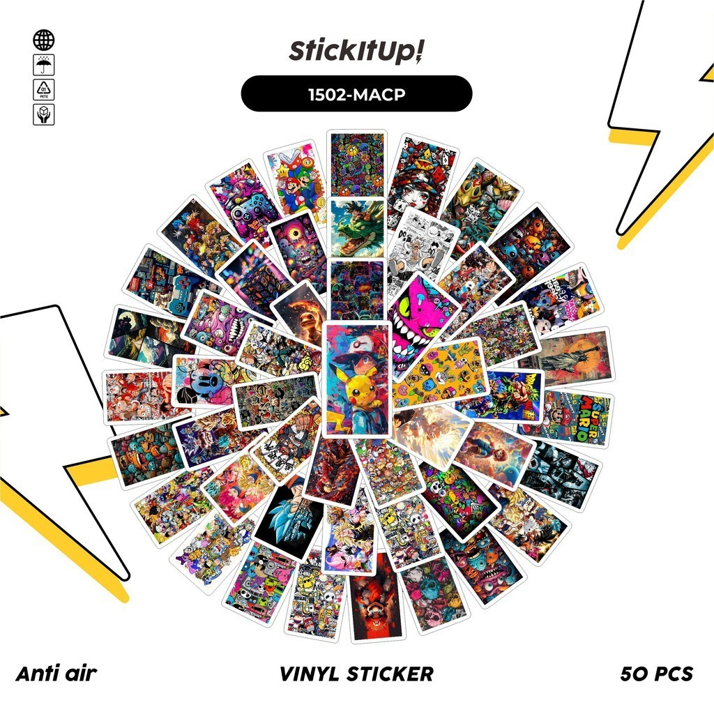

COD✨ 100 Pcs Stiker Pack Mix Anime Cartoon Lucu Aesthetic Vynil Waterproof untuk Freebies Sticker Buku Journal Casing HP Laptop