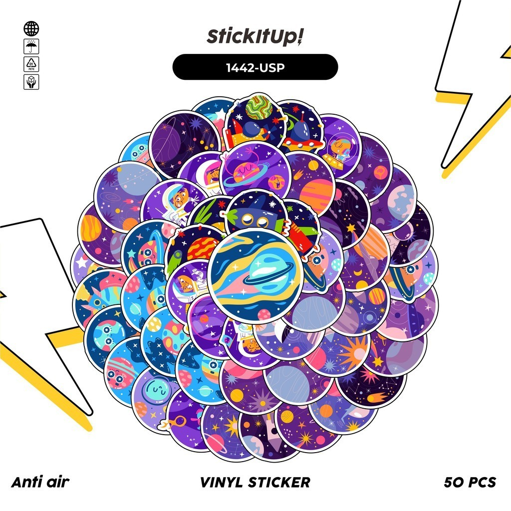 

COD✨ 100 Pcs Stiker Pack Universe Lucu Aesthetic Vynil Waterproof untuk Freebies Sticker Buku Journal Casing HP Laptop