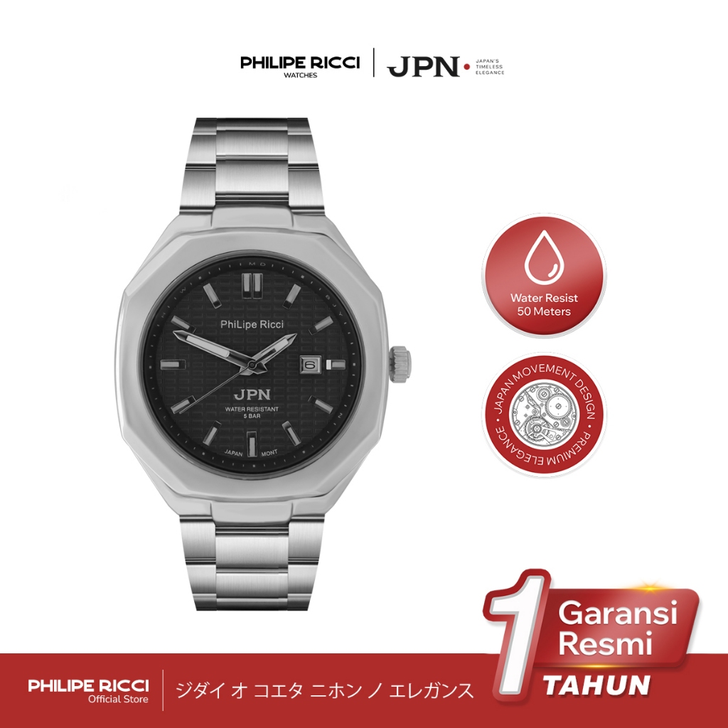 PhiLipe Ricci JPN Jam Tangan Pria Rantai Trendy Anti Air 100% Ori Terbaru Modern 1718 Men Watches
