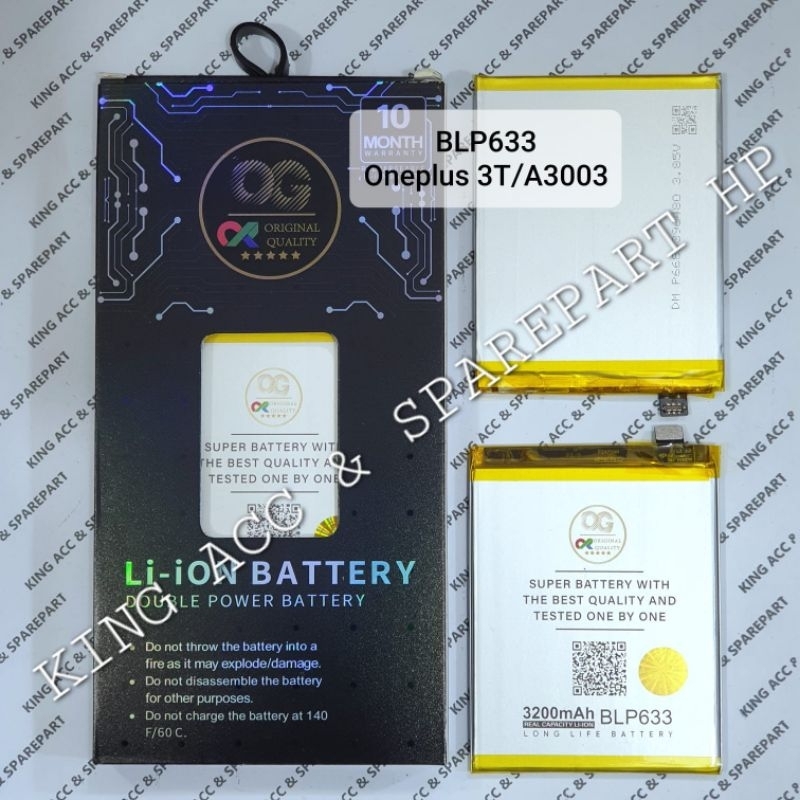 NEW OG SUPER / BATERAI BATRE BATTERY BLP-633 ONEPLUS 3T / A3003 DOUBLE POWER