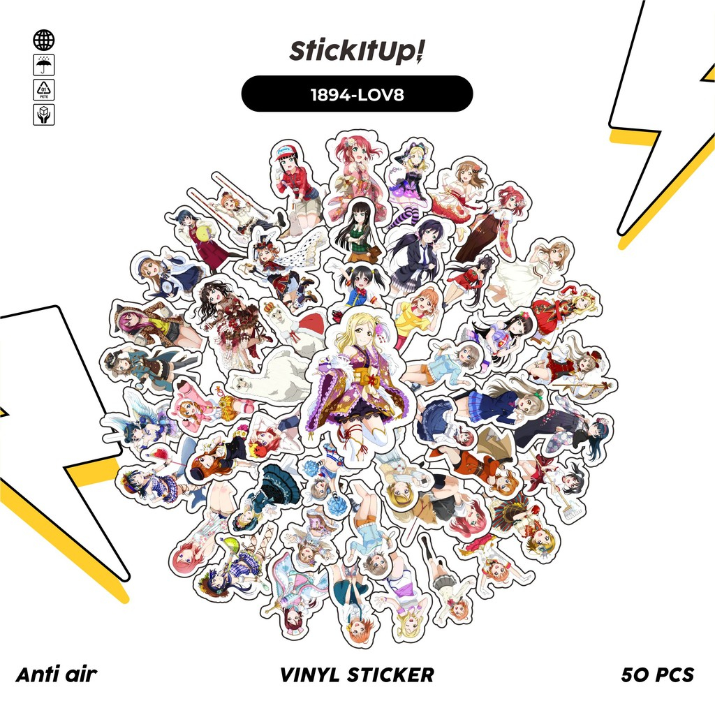 

COD✨ 50 Pcs Stiker Pack L0VE LIVE CHAR MIX 08 Lucu Aesthetic Vynil Waterproof untuk Freebies Sticker Buku Journal Casing HP Laptop