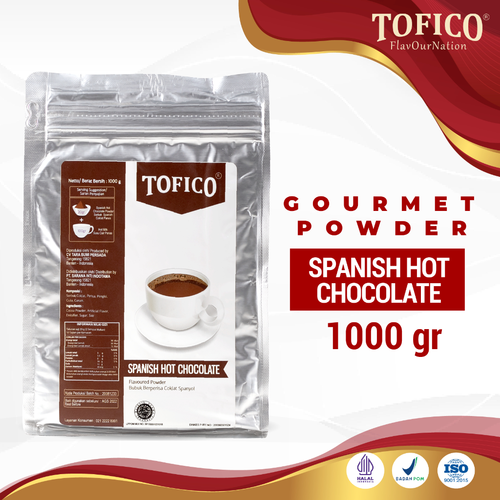 

Powder Spanish Hot Chocolate Tofico / Bubuk Rasa Coklat Panas Premium 1KG / Tofico Syrup Official