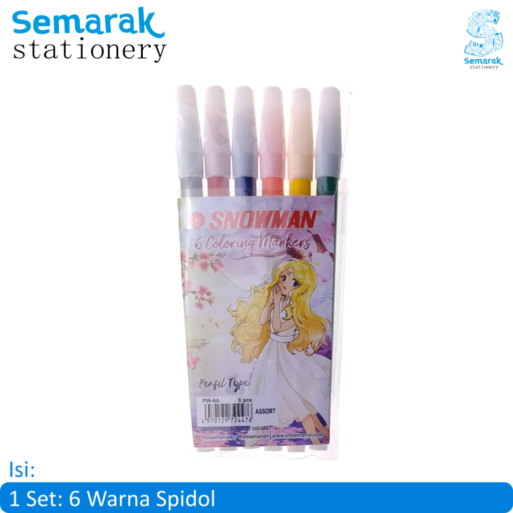 

Snowman Coloring Markers Spidol Warna - 6 Warna