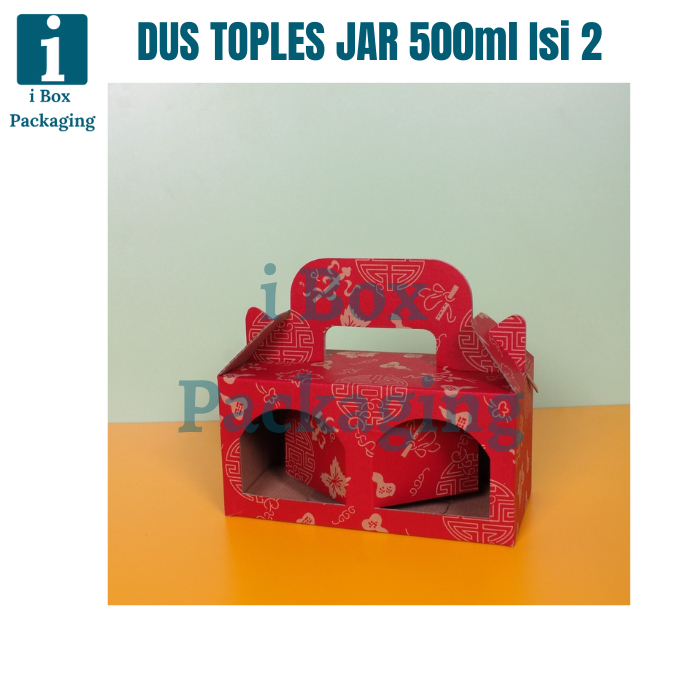 

[ 10pcs ] Box Toples Jar 500ml Isi 2 Imlek Dus Kue Kering Tenteng Packaging Hampers Parsel CNY