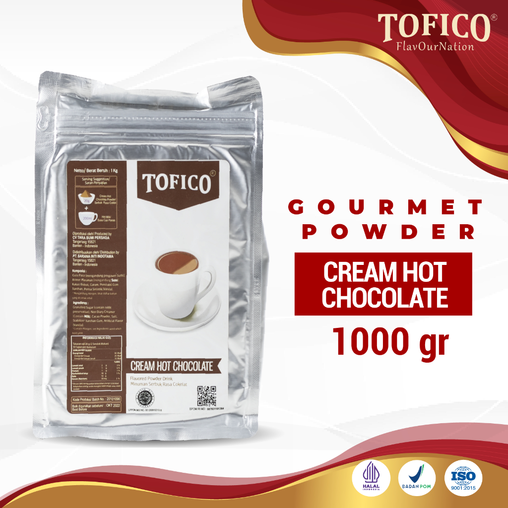 

Powder Cream Hot Chocolate Tofico / Bubuk Rasa Krim Coklat Panas Premium 1KG / Tofico Syrup Official