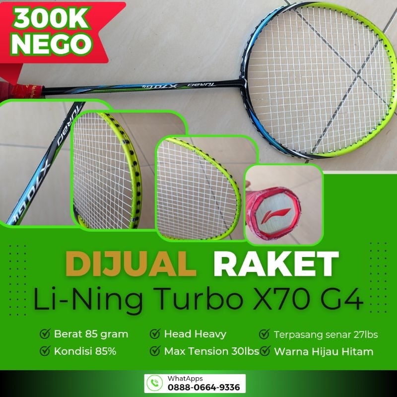 Raket Badminton LiNing Turbo X70 G4 Second Bekas.