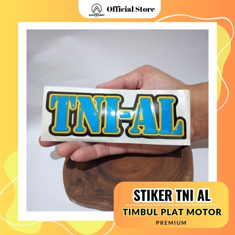 Alfatih Army Stiker Timbul TulisanTNI AL Biru plat mobil motor  5x16cm Mobil Original