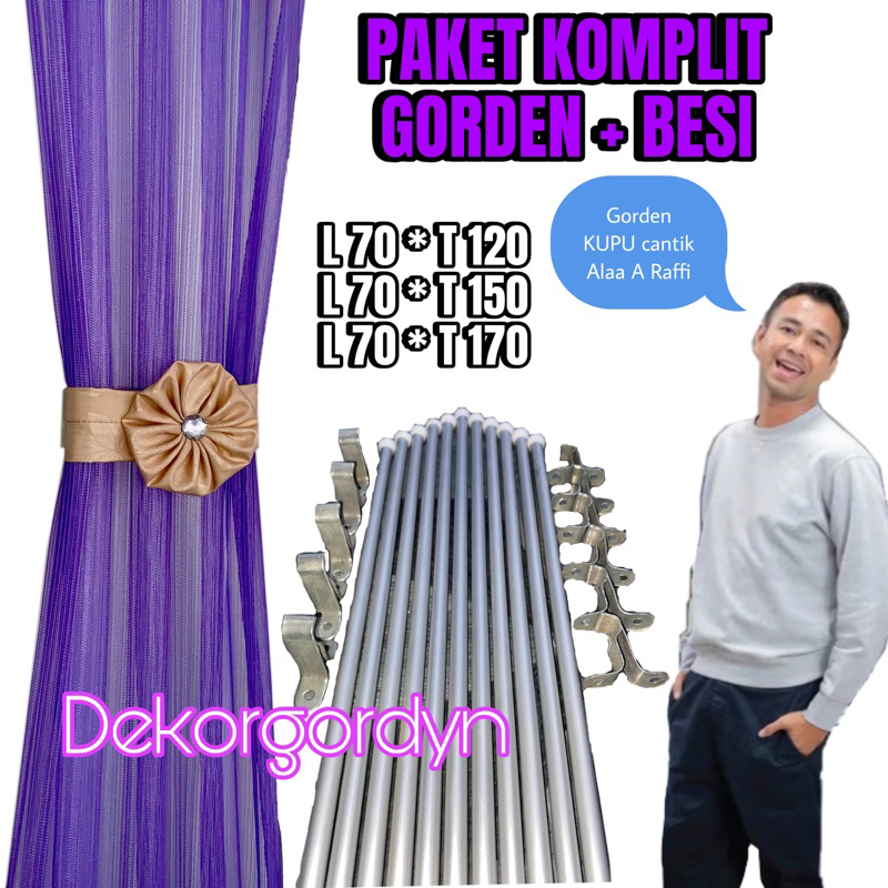 Gorden jendela kupu kupu spiral polos minimalis fullset satu set besi siap pakai