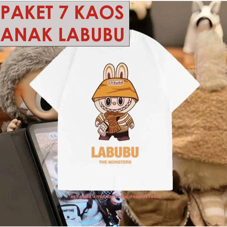PAKET USAHA KAOS LABUBU PAKET BAJU RANDOM ANAK 7 PCS COWOK DAN CEWEK KAOS ANAK PAKET 7 PCS ATASAN AN