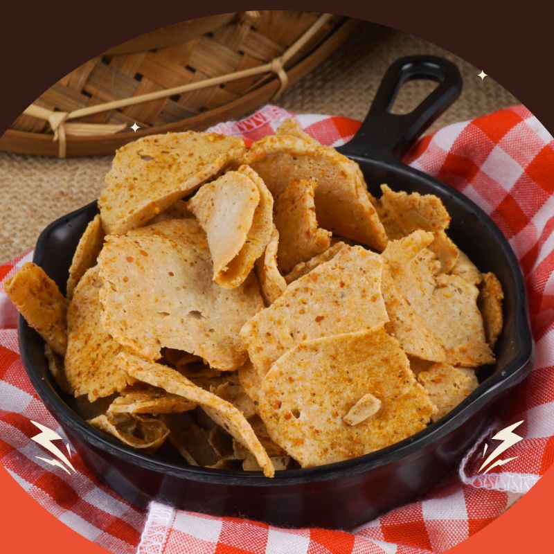 

Basreng koin pedas daun jeruk kemasan 1000 gram