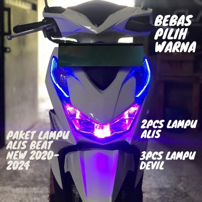PAKET LAMPU ALIS BEAT DELUXE satu mode BONUS LAMPU DEVIL BEAT NEW 2020-2024 tinggal pasang