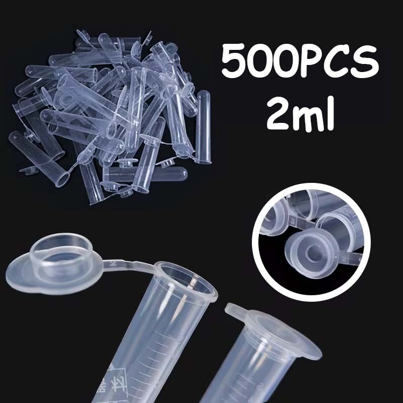 500pcs Tabung Centrifuge PCR Tube 2ml Microtube 2ml Tabung Eppendorf Tabung Sentrifuge Universal Sam