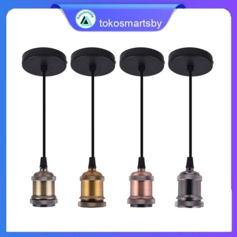 Fitting Lampu Gantung E27 Alumunium +Kop Kabel Bronze G18 / Hitam / RoseGold