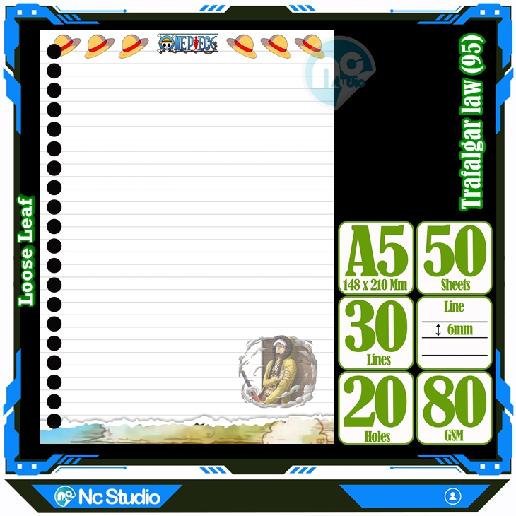 

Loose leaf Kertas binder A5 Isi 50 Lembar Polos karakter Trafalgar Law Trapalgar Usopp One Piece Anime Kartun Buku Refil isi ulang Repil Vol-42