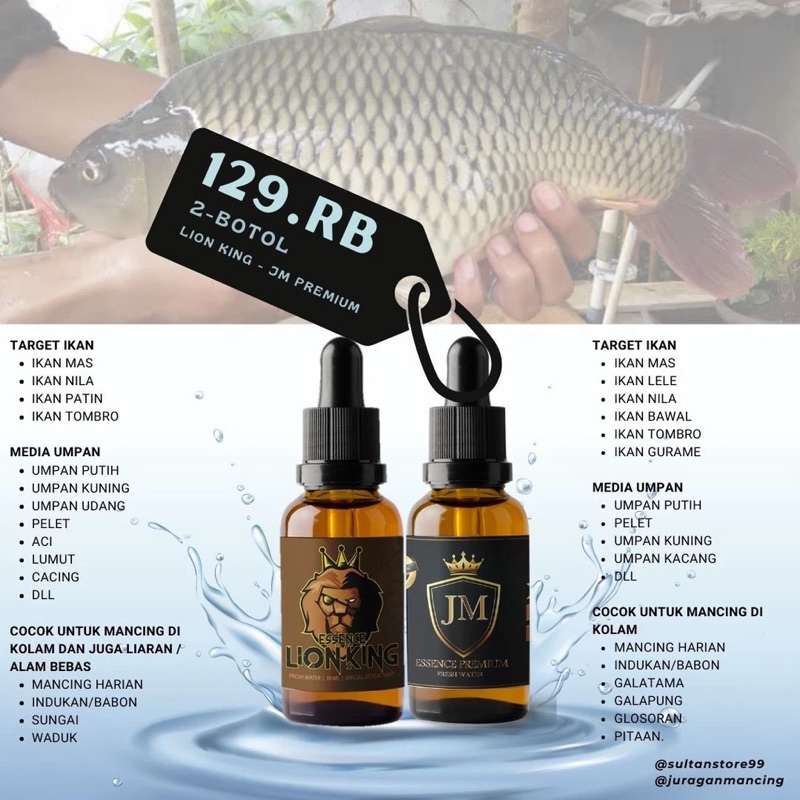 [COD TERLARIS] PROMO ESSEN IKAN JITU JUARA MANCING | ESEN ESSEN ESSENCE JM PREMIUM 30 ML - LION KING
