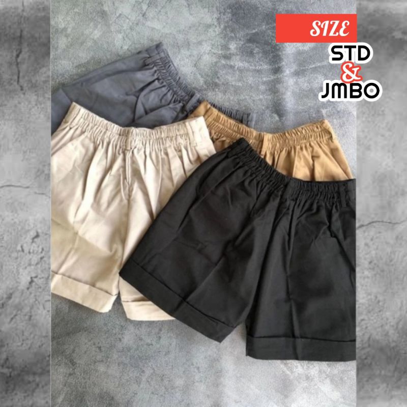 HOT CELANA HOT PANTS WANITA JUMBO KOREAN STYLE PENDEK KATUN TERBARU SANTAI