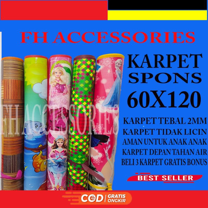 TERMURAH.. KARPET SPON Sajadah 120X60/ tikar lantai karakter motif / TIKAR KECIL/sajadah/ALAS GANTI 