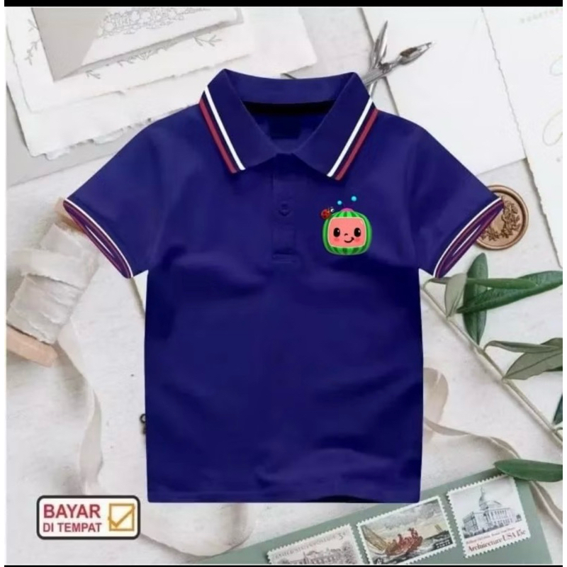 Mall Ori Kaos Polo Anak Anak Logo COCOMELON bahan Tebal Wangki Polo Anak Laki Laki dan Perempuan ber