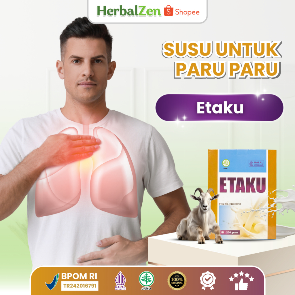

Susu Etaku Untuk Paru Paru Obat Asma TBC Infeksi Flek Paru Paru ISPA Batuk Menahun Sesak Nafas Nyeri Dada Masalah Pernafasan Etaku Goat Milk Susu Kambing Etawa Isi 200 Gram