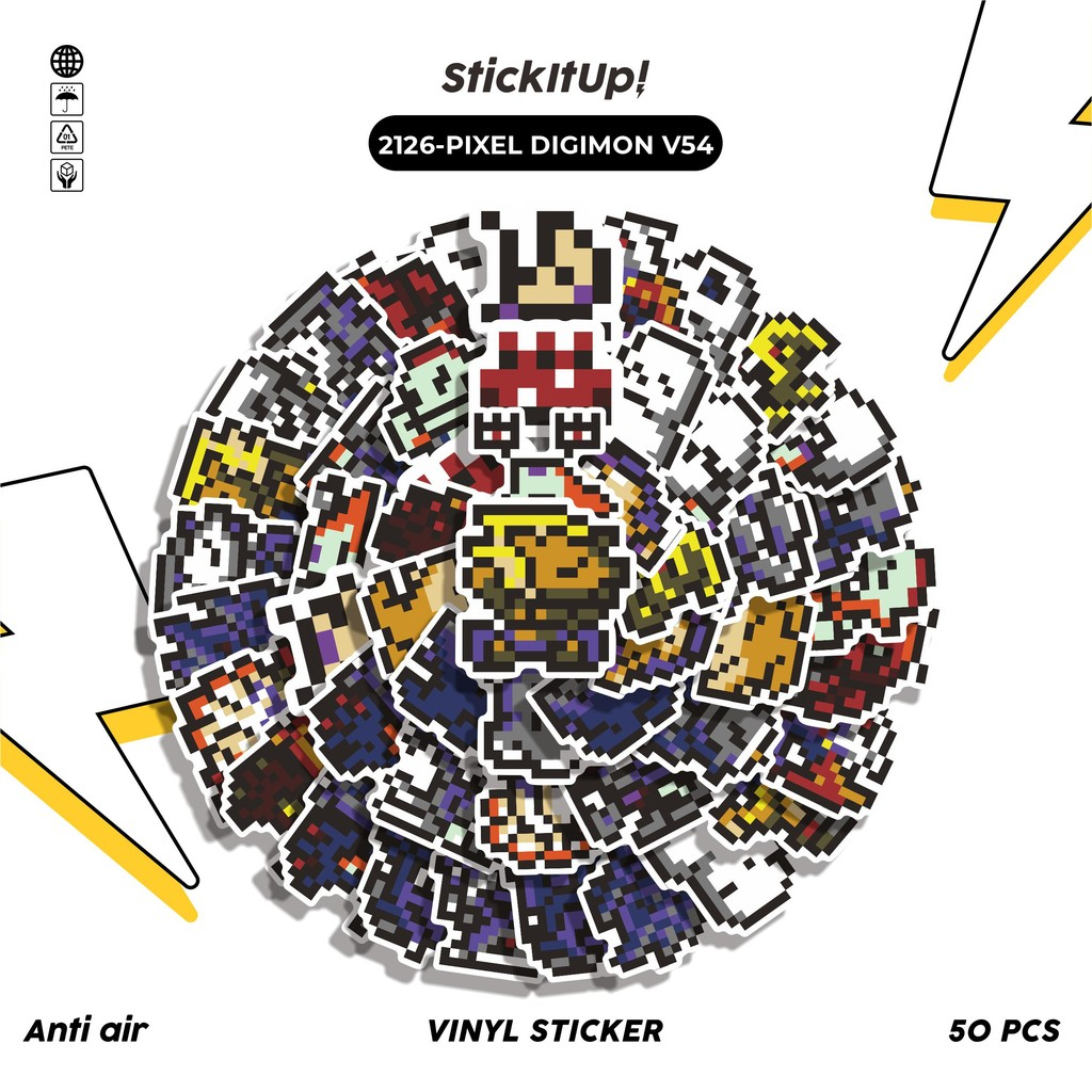 

COD✨ 50 Pcs Stiker Pack PIXEL DIGIMON V54 Lucu Aesthetic Vynil Waterproof untuk Freebies Sticker Buku Journal Casing HP Laptop