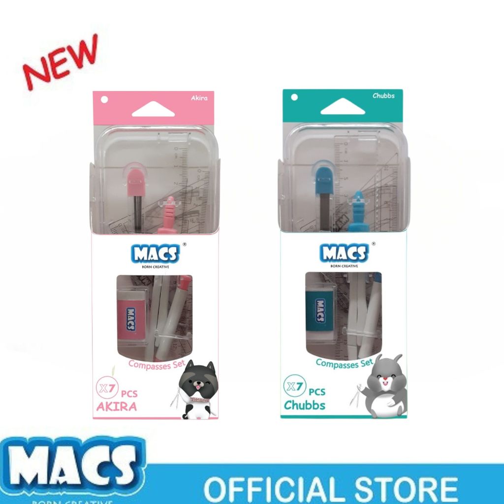

Jangka Compasses MACS Set Isi 7 pcs Akira & Chubs Set Jangka Penggaris Set 7 BUY 1 GET 1 Edisi Terbatas