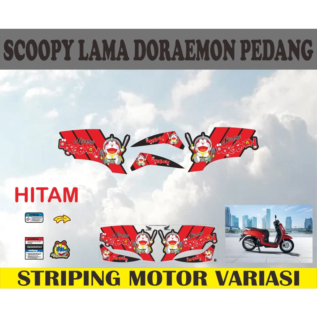 striping stiker motor scoopy lama doraemon pedang 2