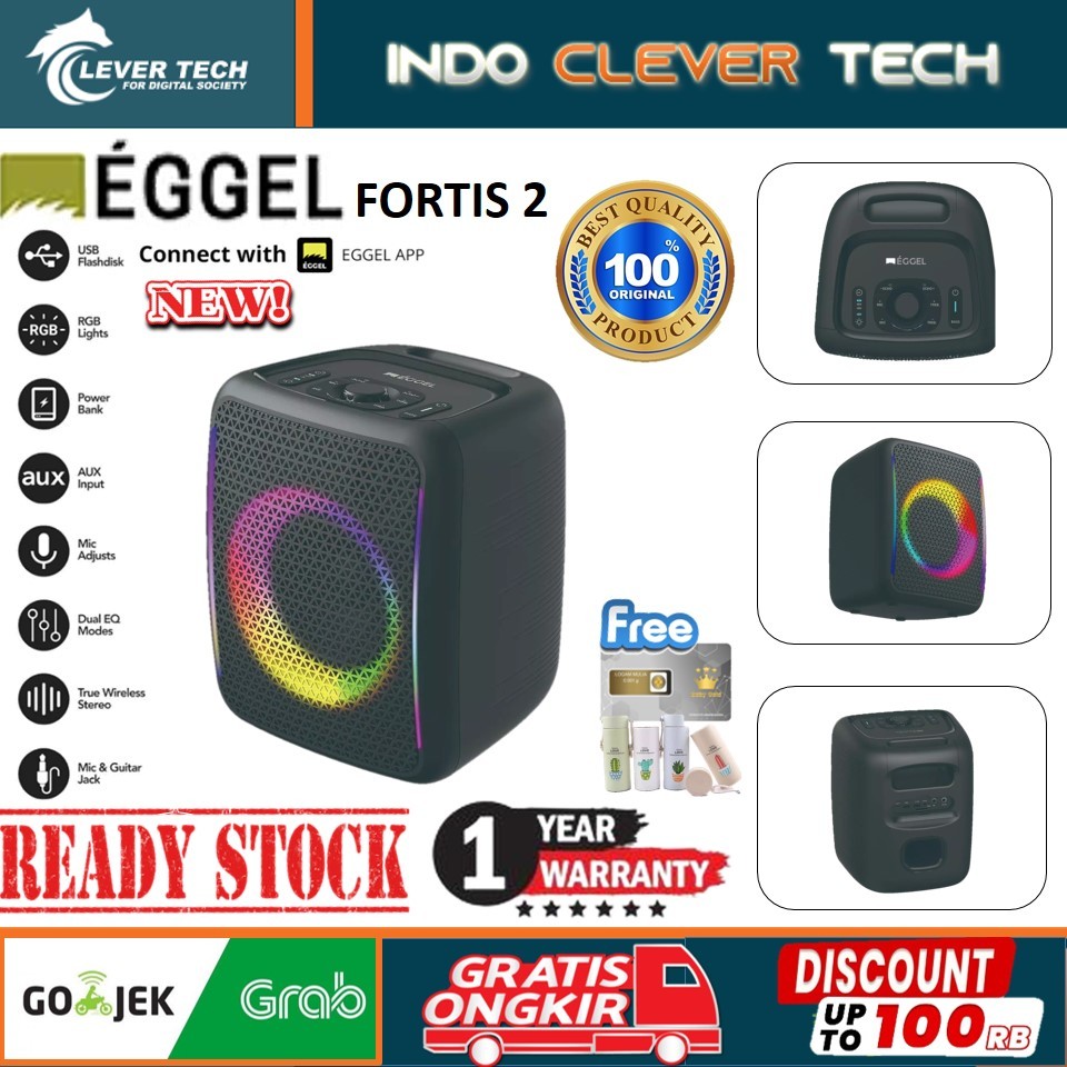 Eggel Fortis 2 Portable Party Speaker with RGB Lights