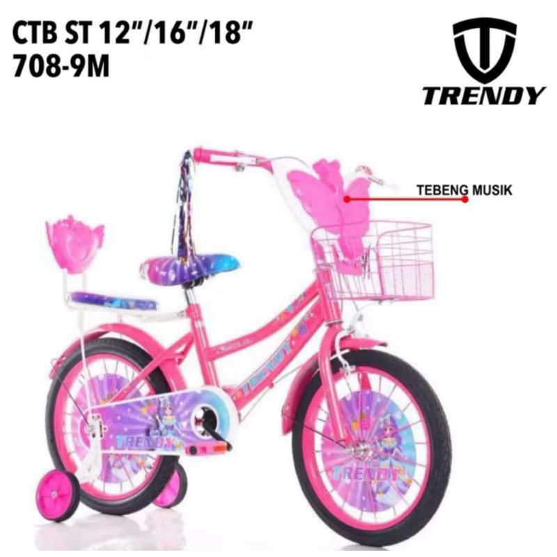 Sepeda anak perempuan kupu-kupu Trendy 708-9M 12inch