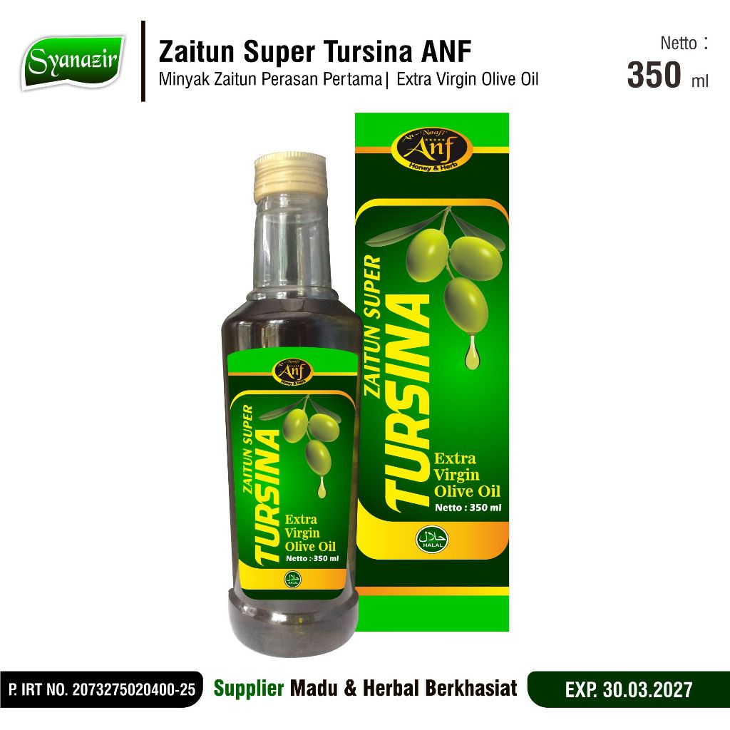 

MINYAK ZAITUN SUPER TURSINA AN-NAAFI' - Extra Virgin Olive Oil 350 ml.