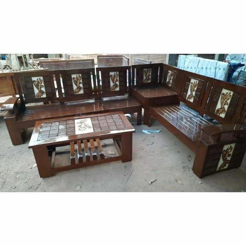 Set kursi tamu sudut kursi meja tamu sudut kayu jati asli