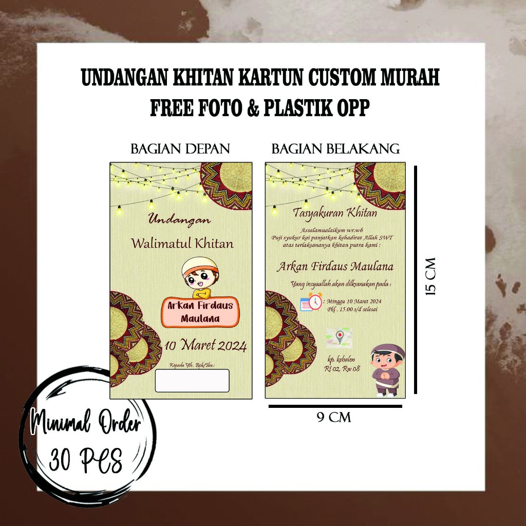 Undangan Khitan Kartun // Undangan Khitan Anak Custom