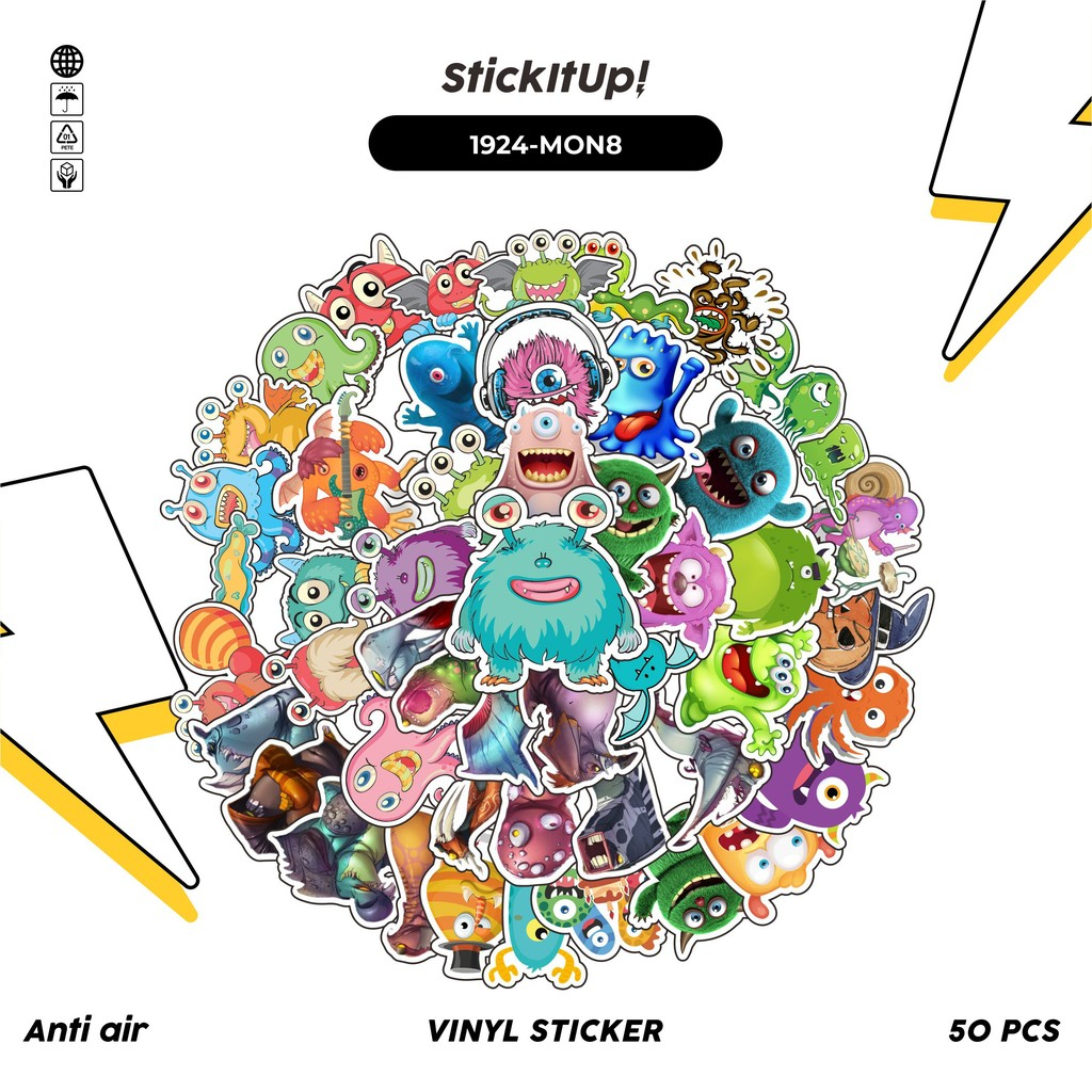 

COD✨ 50 Pcs Stiker Pack MONSTER ART ILLUSTRATION CHARACTER MIX 08 Lucu Aesthetic Vynil Waterproof untuk Freebies Sticker Buku Journal Casing HP Laptop