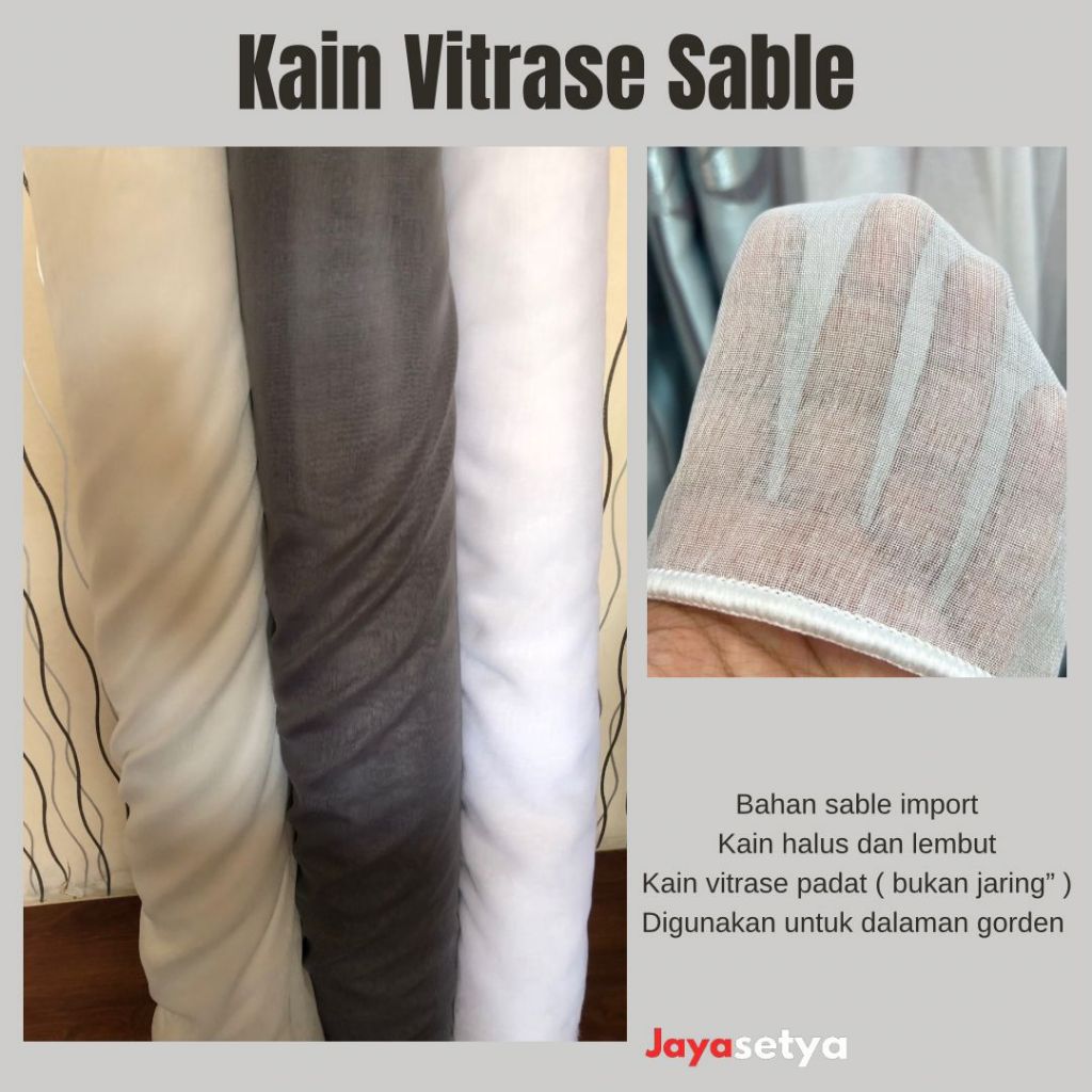 Kain Vitrase Sable  Import Kain Dalaman Gorden Bahan Vitrase  Polos Kain Vitrase Meteran Lebar Bahan
