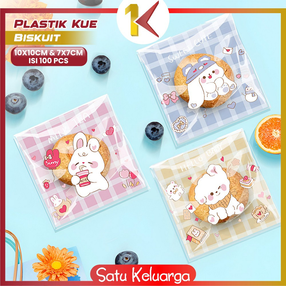 

SK-C1086 Plastik Coockies 10x10cm 7x7cm Bunny Isi 100pcs Pembungkus Permen Souvenir / Plastik Kue Biskuit Plastik Hampers Karakter