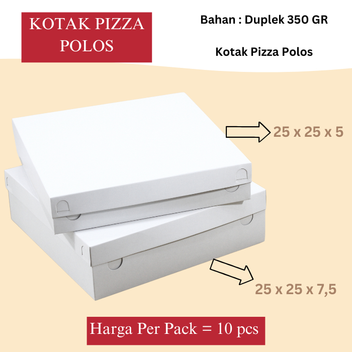 [10PCS] Kotak Kue / Makanan Dus Kotak Polos Warna Putih 25x25x7,5