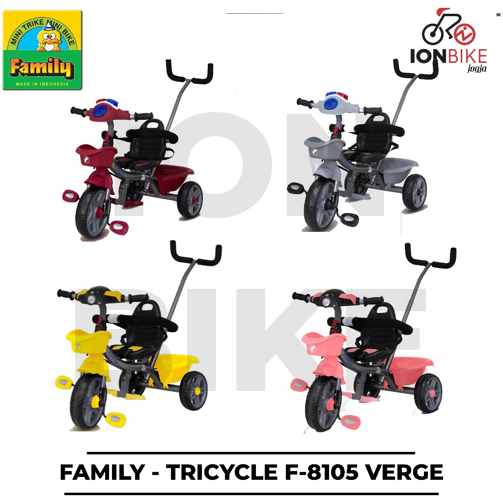 Tricycle Family F8105 Verde Sepeda Anak Roda 3 Tiga Stroller Dorong Mainan F 8105 Non Payung Murah A
