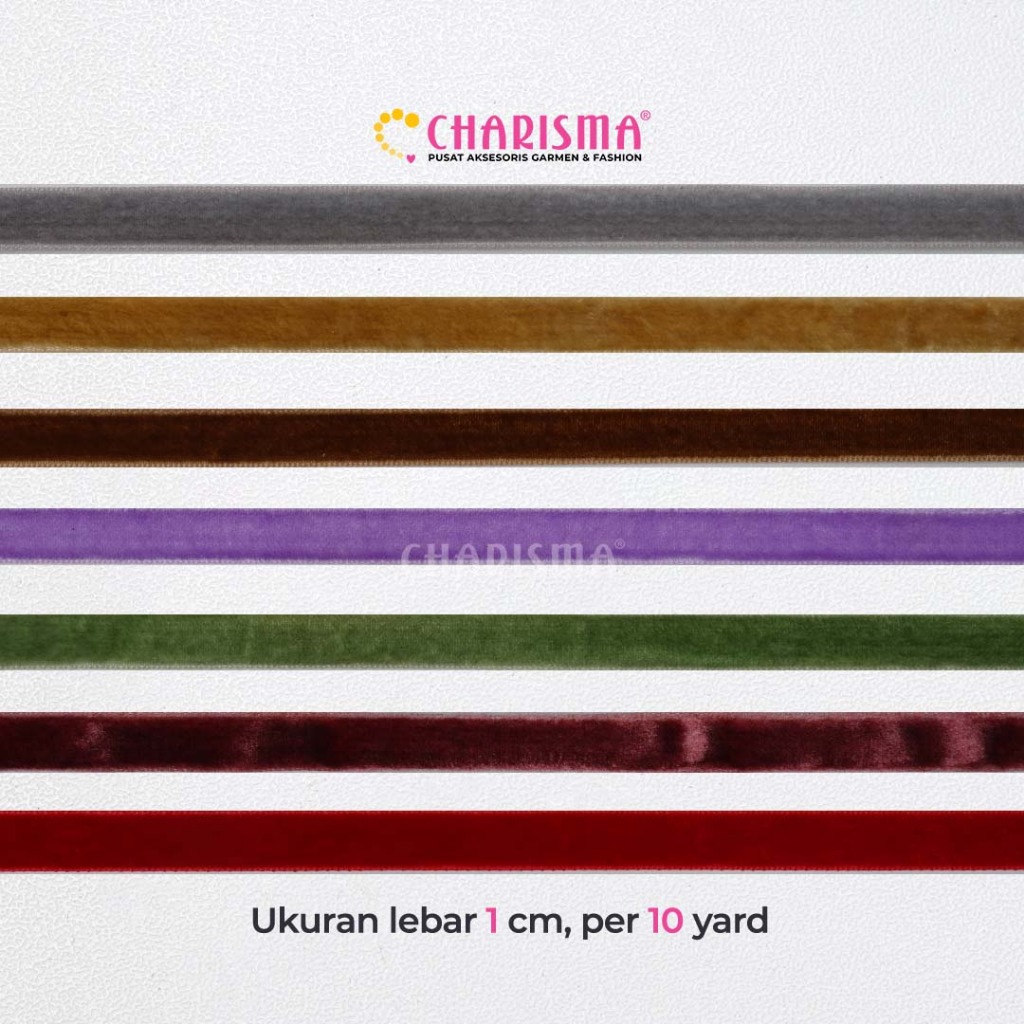 

Charisma Pita Beludru - Pita Velvet / Lebar 1cm / Harga Per Roll
