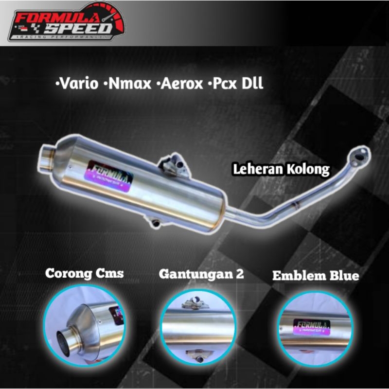 Knalpot Standar Racing Original Formula Speed Type Stainless Blue Bisa Saringan Full Setengah  & Bor